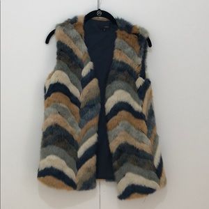Multi color faux fur vest
